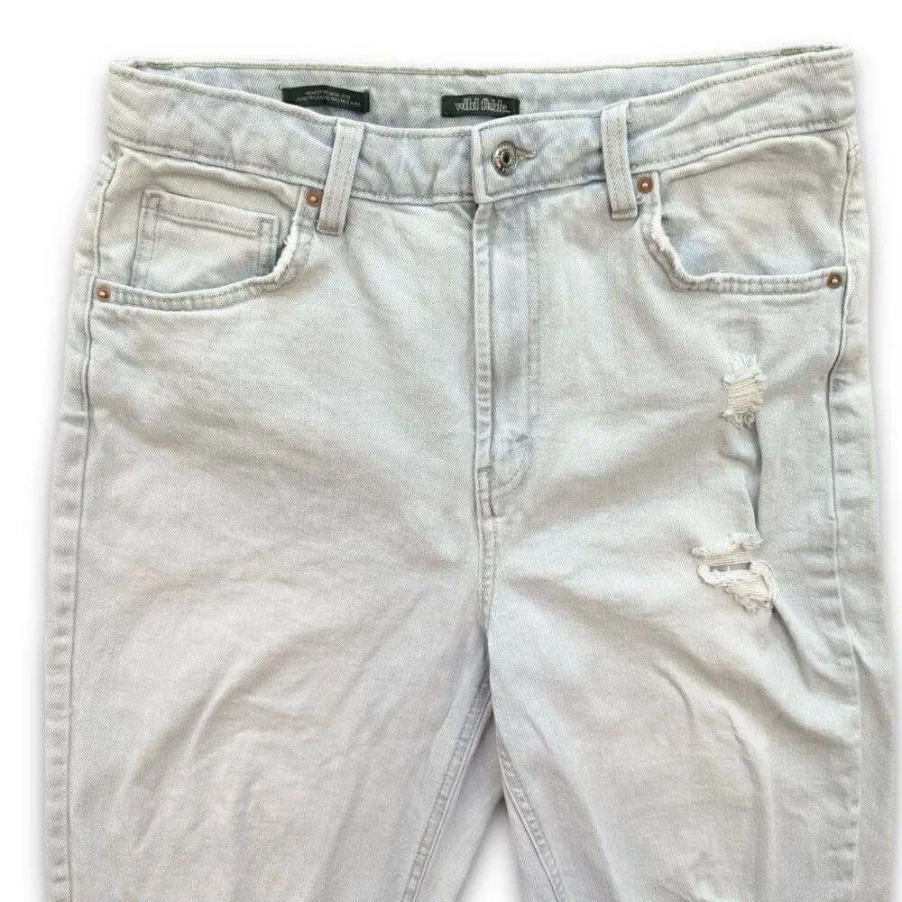 Wild Fable Highest Mom Jean Destroyed Light Wash Sz 12